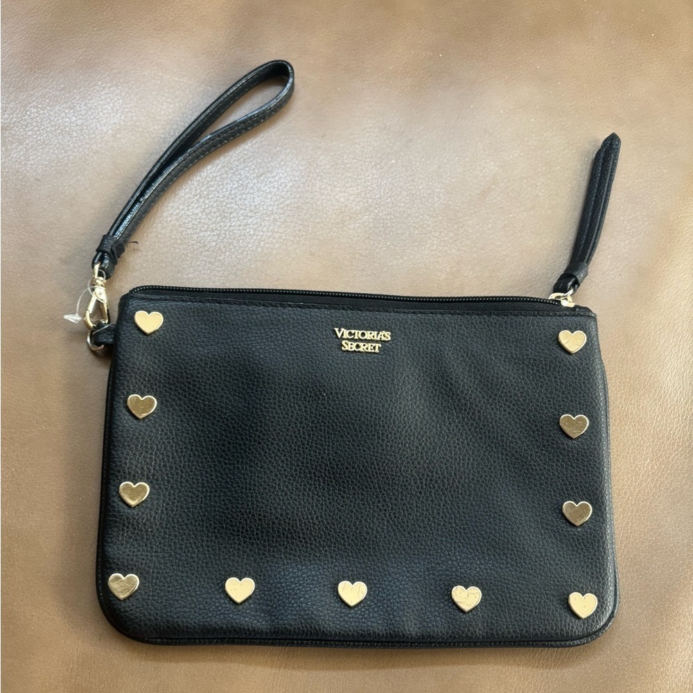 Black pebble leather Victoria secret wristlet